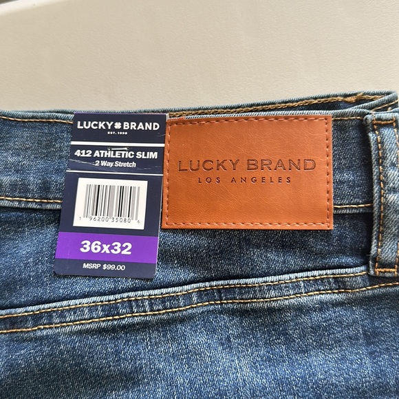 Lucky Brand Los Angeles 412 athletic slim 2 way stretch 36 x 32 NWT - Picture 2 of 7